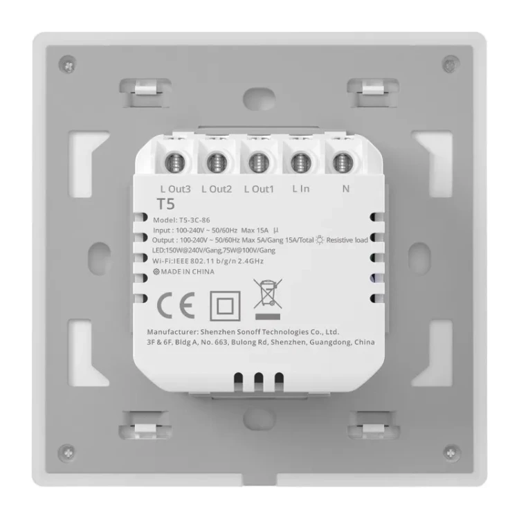 Inteligentny dotykowy przełącznik ścienny WiFi Sonoff TX T5 3C (3-kanałowy) 5