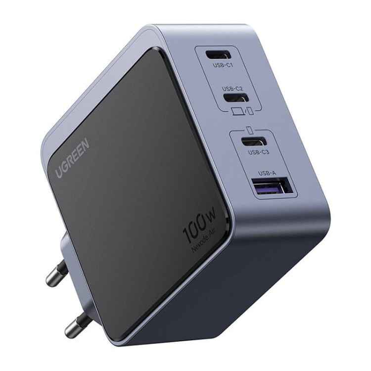 Ładowarka sieciowa Ugreen Nexode Air 100W, 3x USB-C, USB (szara) 3