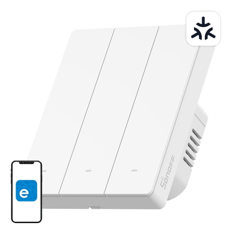 Inteligentny przełącznik ścienny WiFi SONOFF M5-3C-80W Matter (3-kanałowy, do ramki) 5