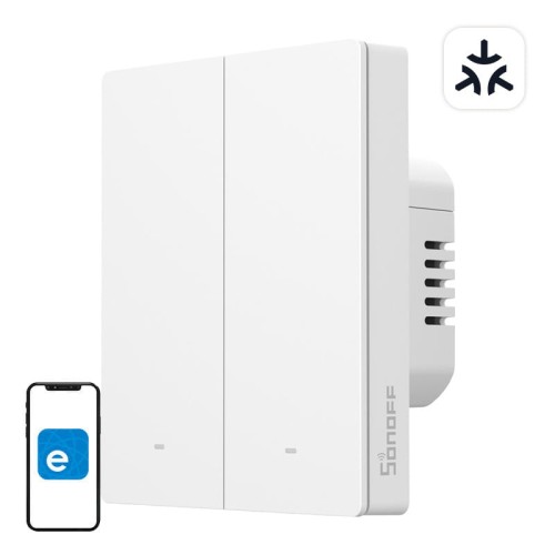 Inteligentny przełącznik ścienny WiFi SONOFF M5-2C-80W Matter (2-kanałowy, do ramki) 1