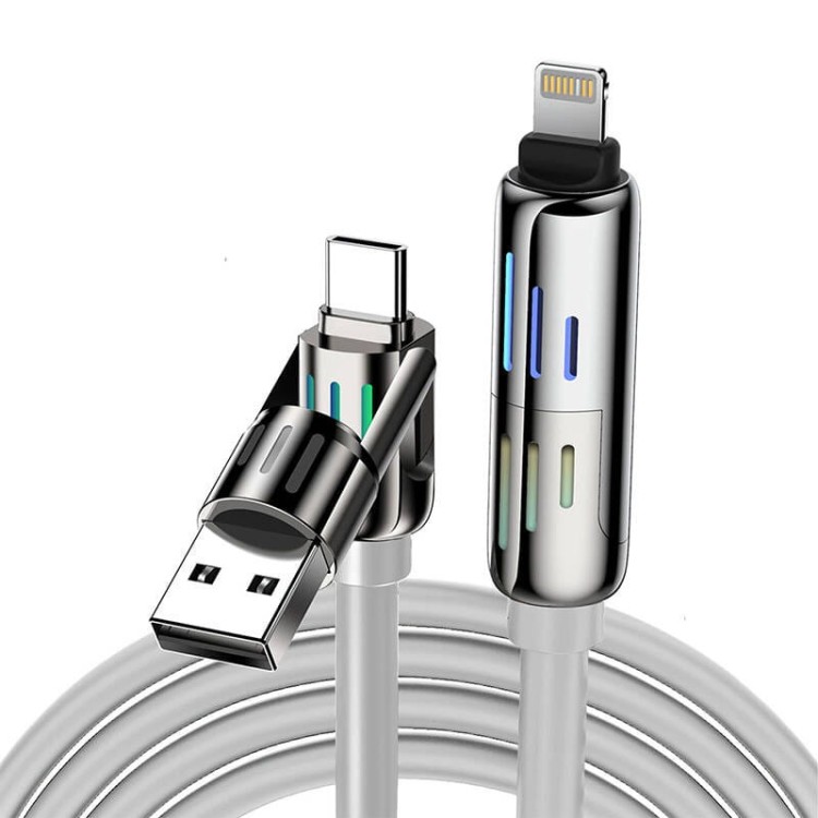Kabel 4w1 USB-C/USB-A do USB-C/Lightning Blitzwolf BW-HDC6 1.2m 240W RGB (szary) 1