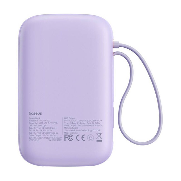 Powerbank Baseus QPow 2 10000mAh 30W 2xUSB-C (fioletowy) 2