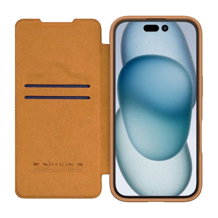 Etui Nillkin Qin Prop Leather iPhone 16 (brązowy) 4