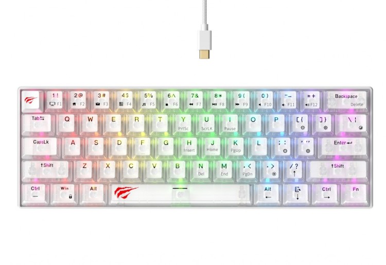 Klawiatura gamingowa Havit KB903L (biel transparentna)