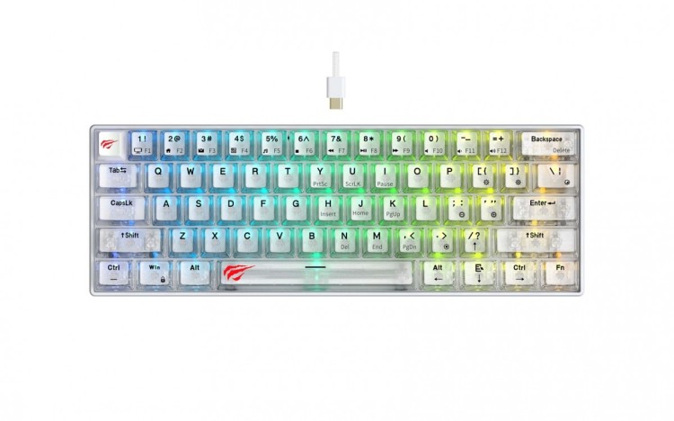 Klawiatura gamingowa Havit KB903L (biel transparentna)
