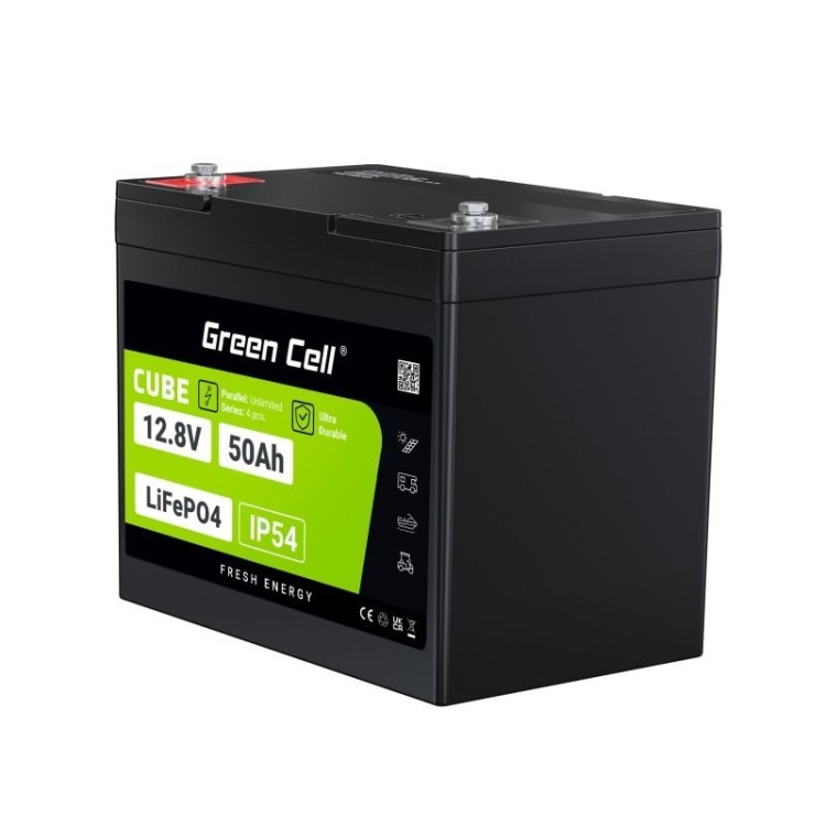 GREEN CELL AKUMULATOR LIFEPO4 CUBE 50AH 12V/12.8V 640WH LFPGC12V50AH