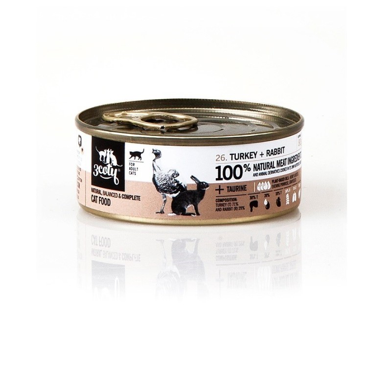 3Coty TURKEY + RABBIT for Adult cats 80g