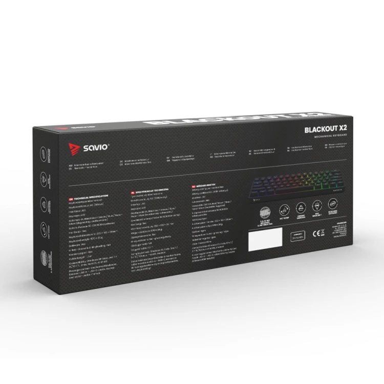 SAVIO KLAWIATURA MECHANICZNA BLACKOUT X2 OUTEMU BLUE HOT SWAP