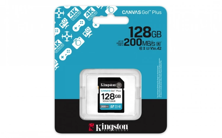 Karta pamięci Kingston Canvas Go Plus SDG4/128GB (128GB; Class U3, V30; Karta pamięci)