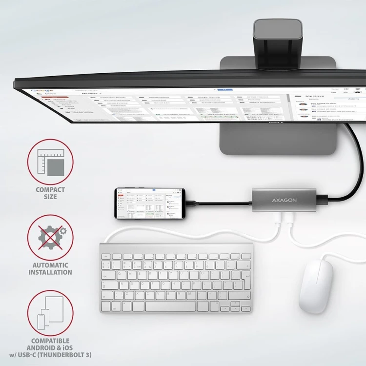 Axagon HMC-5G2 stacja dokująca USB 3.2 Gen 2 (3.1 Gen 2) Type-C Szary