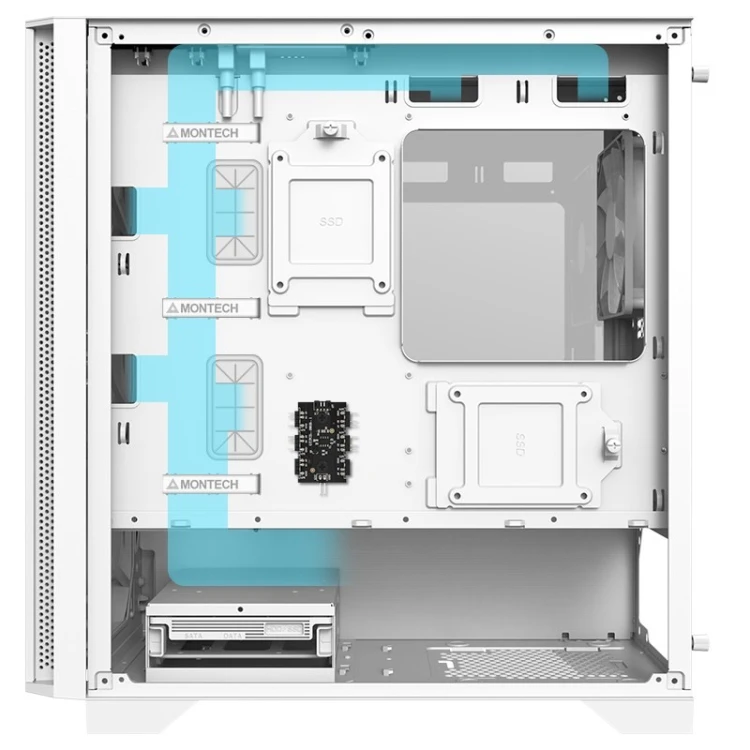 Montech AIR 100 ARGB, Micro-ATX, szkło hartowane - białe