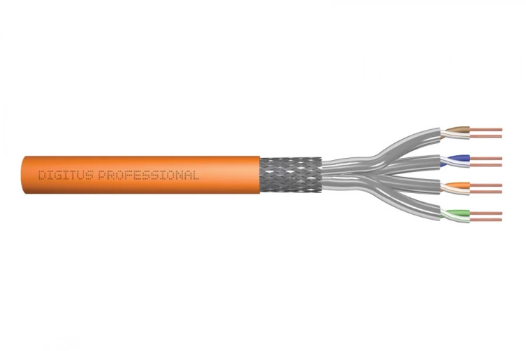 Digitus Kabel instalacyjny kat.7, S/FTP, Dca-s1a d1 a1, AWG 23/1, LSOH, 1000m, pomarańczowy, szpula