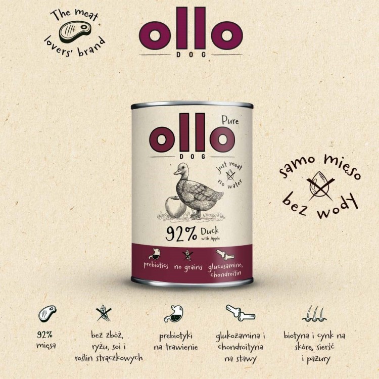 Ollo Pure Kaczka z Jabłkiem 400g