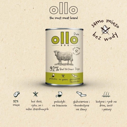 Ollo Pure Wołowina zielone Żwacze 850g