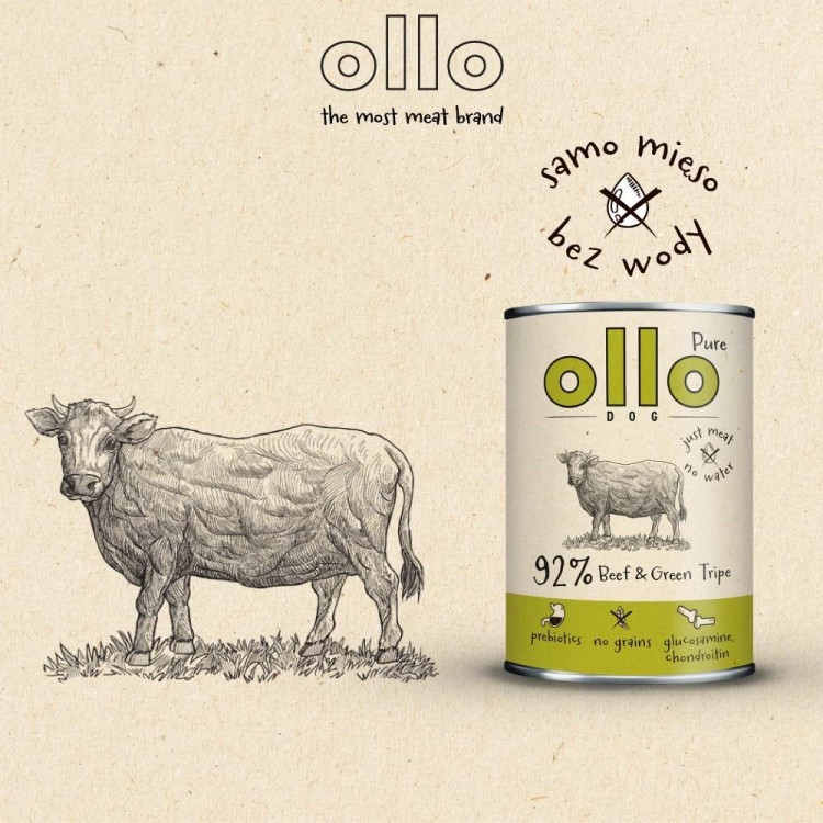 Ollo Pure Wołowina zielone Żwacze 850g