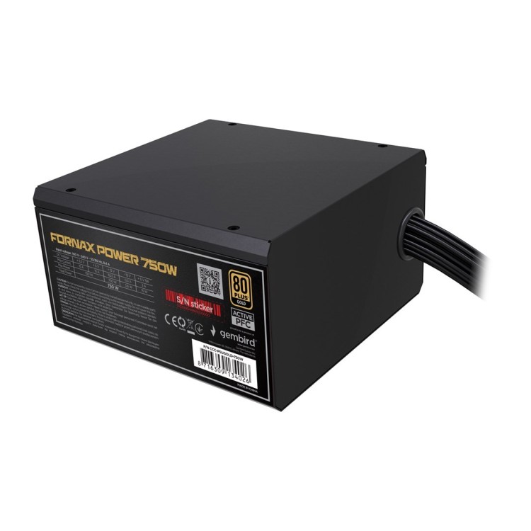 GEMBIRD ZASILACZ KOMPUTEROWY FORNAX POWER 750W 80+ BRONZE ATX, 750W, AKTYWNE PFC, 12CM WENTYLATOR