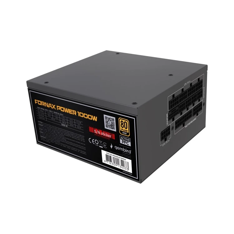 GEMBIRD ZASILACZ KOMPUTEROWY FORNAX POWER 1000W 80+ GOLD ATX, 1000W, AKTYWNE PFC, 12CM WENTYLATOR