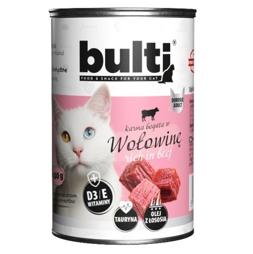 BULTI mielonka bogata w wołowinę dla kota 400g