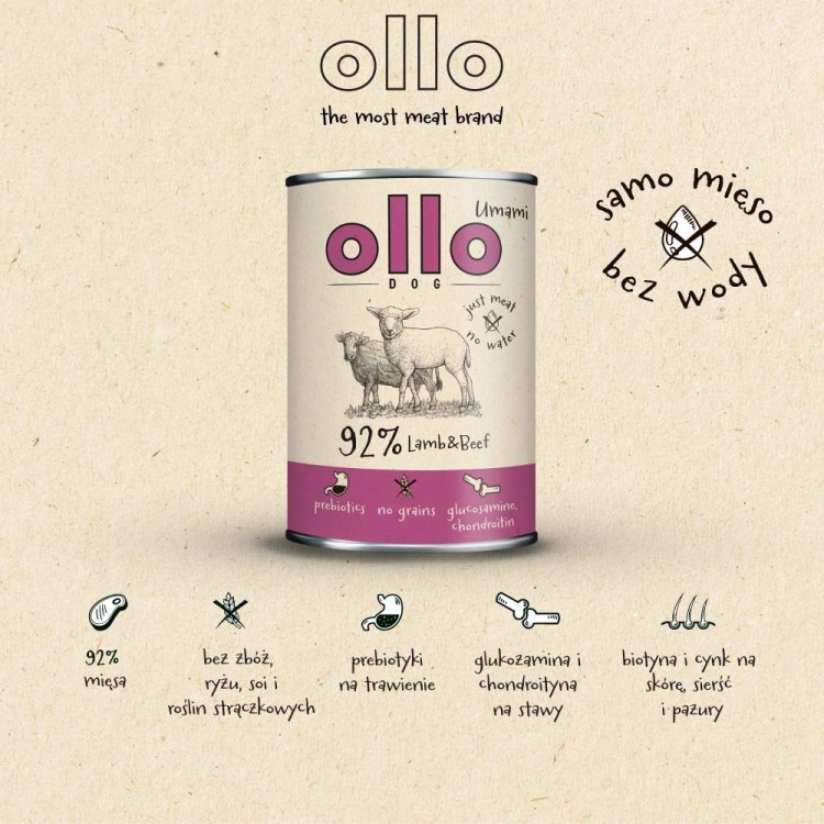 Ollo Umami Jagniecina i Wołowina 850g
