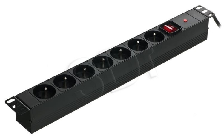 Alantec Listwa zasilająca 19" 230V - 7 gniazd (typu E - CEE 7/5), z wyłącznikiem LED, z zabezpieczeniem przeciwprzeciążeniowym, kabel 1,8m CEE 7/7 (PZ
