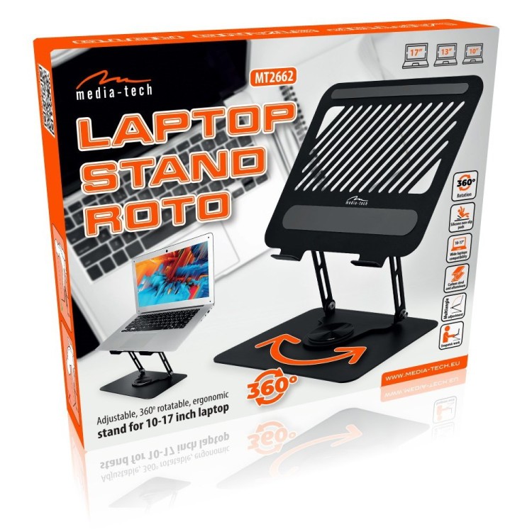 MEDIA-TECH REGULOWANA, OBRACANA, ERGONOMICZNA PODSTAWKA POD LAPTOPA LAPTOP STAND ROTO MT2662