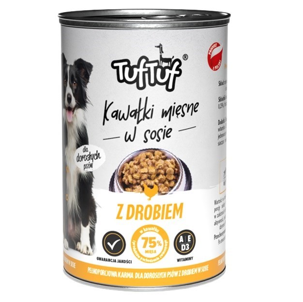 Tuf Tuf Puszka kawałki mięsne z drobiem dla psa 1250g