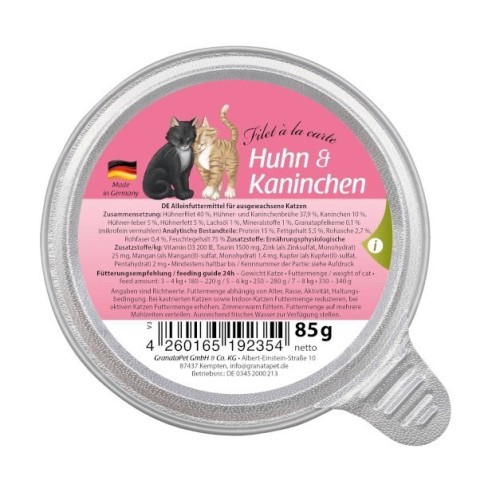 GranataPet Filet a la carte kurczak z królikiem karma dla kota 85g