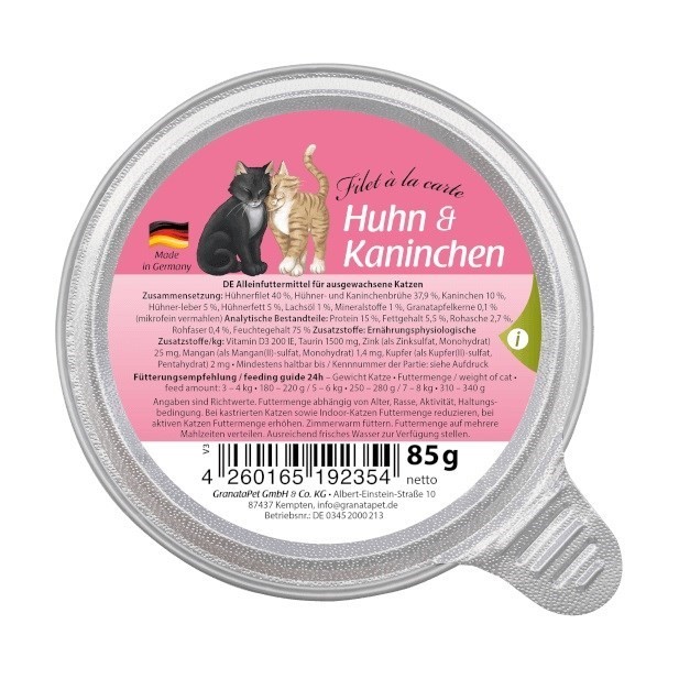 GranataPet Filet a la carte kurczak z królikiem karma dla kota 85g