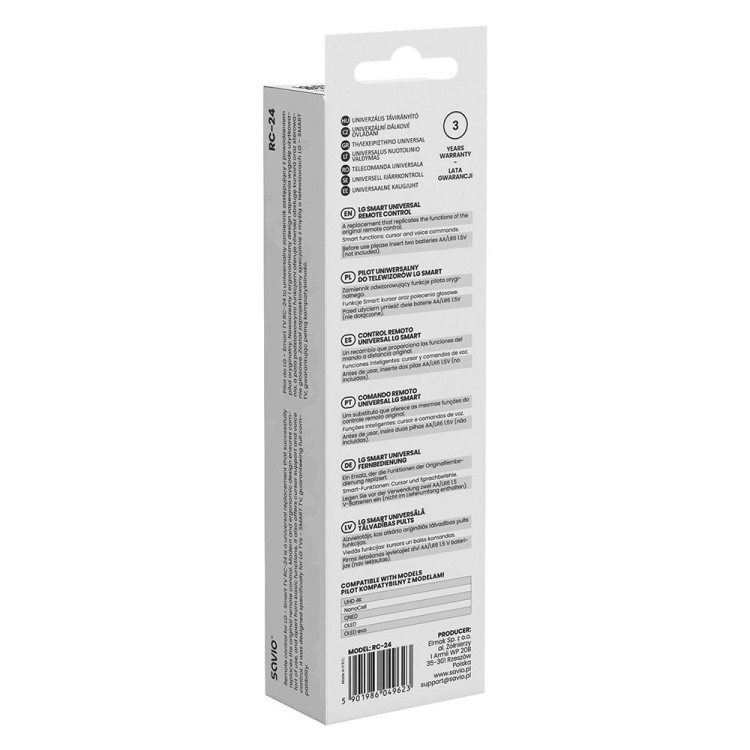 SAVIO PILOT UNIWERSALNY/ZAMIENNIK DO TV LG - SMART TV RC-24