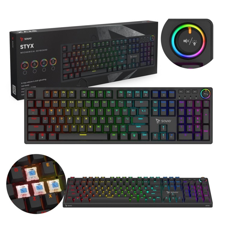 SAVIO KLAWIATURA MECHANICZNA STYX OUTEMU BLUE, HOT SWAP, RGB