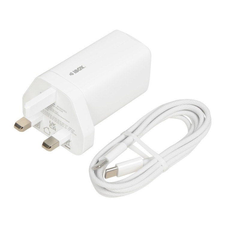 ŁADOWARKA SIECIOWA I-BOX C-65 GAN PD65W KABEL, BIAŁA