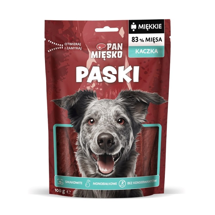Pan Mięsko Przysmak dla psa Paski Kaczka 100g