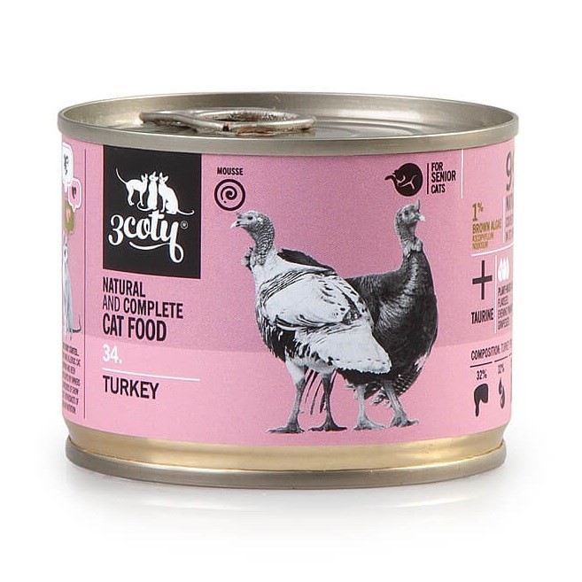3Coty TURKEY for Senior Cats 180g