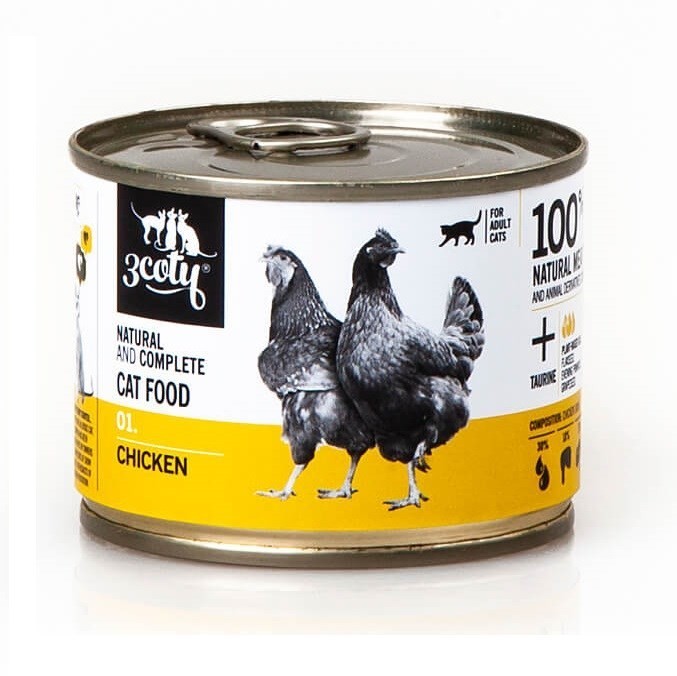 3Coty CHICKEN with hearts for Adult cats 180g