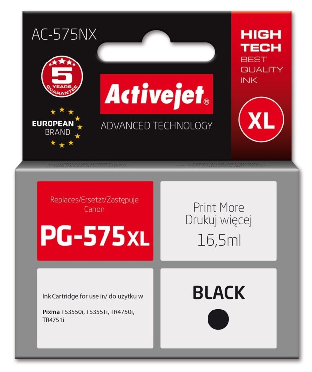 Activejet AC-575NX Tusz (zamiennik Canon PG-575XL; Supreme; 16,5 ml; czarny)