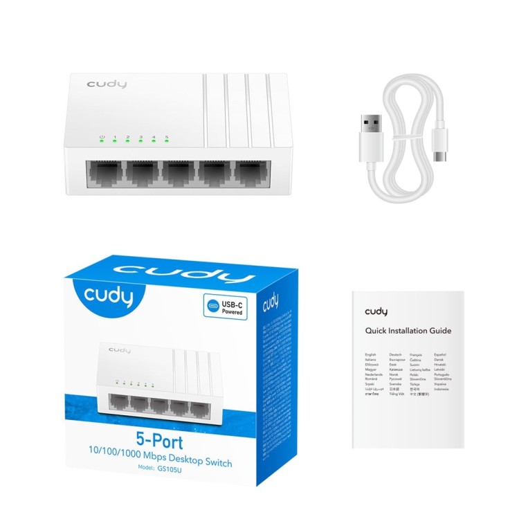 Switch CUDY GS105U 5-portowy gigabitowy USB-C