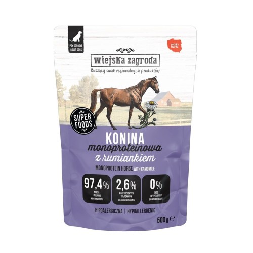 Wiejska Zagroda Konina monobiałkowa karma mokra dla psa 500g