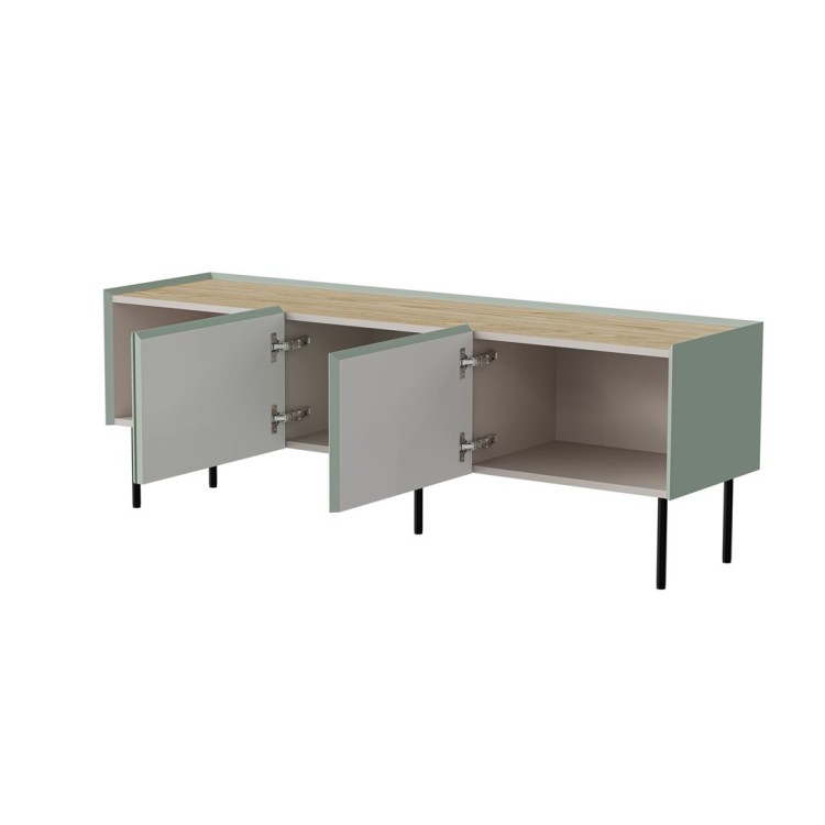 Szafka RTV FELLINI 150x40x52 oliwka + blat dąb olejowany