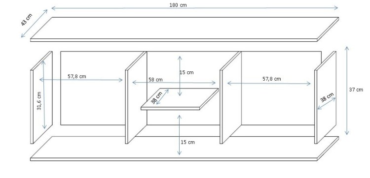 Szafka RTV SOHO 180x43x37 kaszmir+czarny