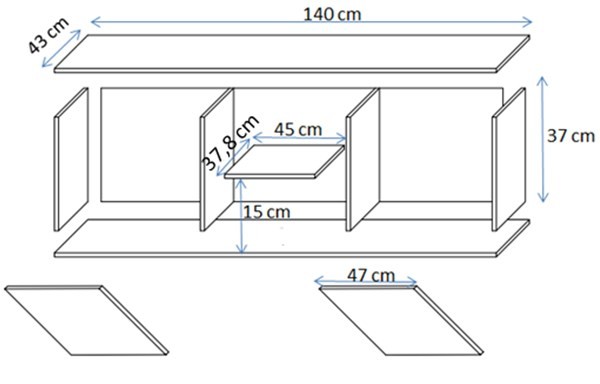 Szafka RTV SOHO 140x43x37 kaszmir+czarny