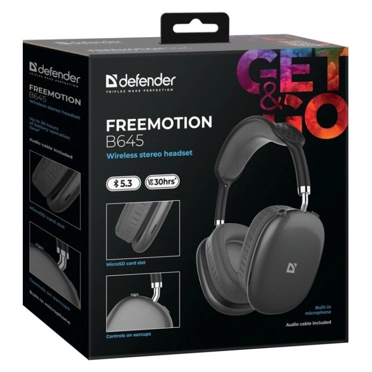 DEFENDER SŁUCHAWKI NAUSZNE BLUETOOTH FREEMOTION B645 CZARNE 63645