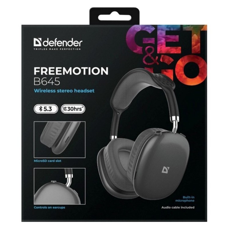 DEFENDER SŁUCHAWKI NAUSZNE BLUETOOTH FREEMOTION B645 CZARNE 63645