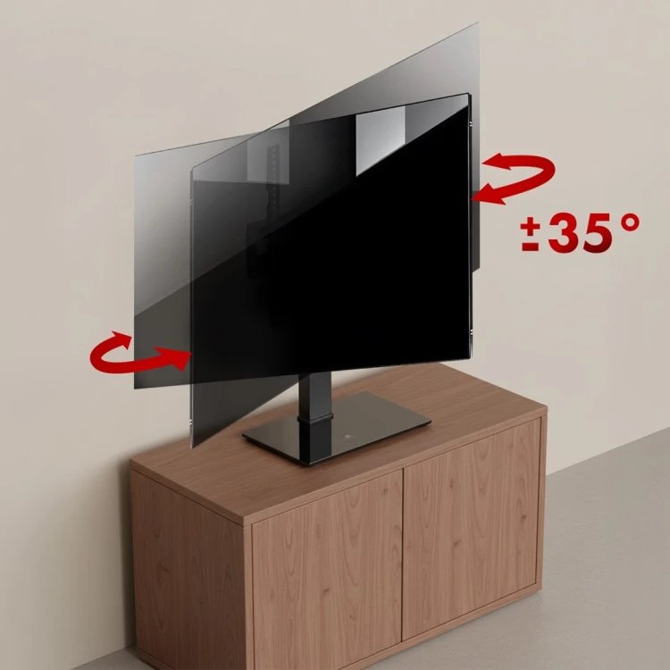 MACLEAN UNIWERSALNY STOJAK DO TV, NA SZAFKĘ RTV, PODSTAWKA, MAX. 40KG, MAX. VESA 400X400, REGULACJA WYSOKOŚCI I KĄTA MC-1240