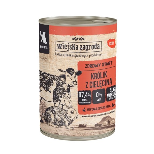 Wiejska Zagroda Królik z cielęciną karma mokra dla kota 400g