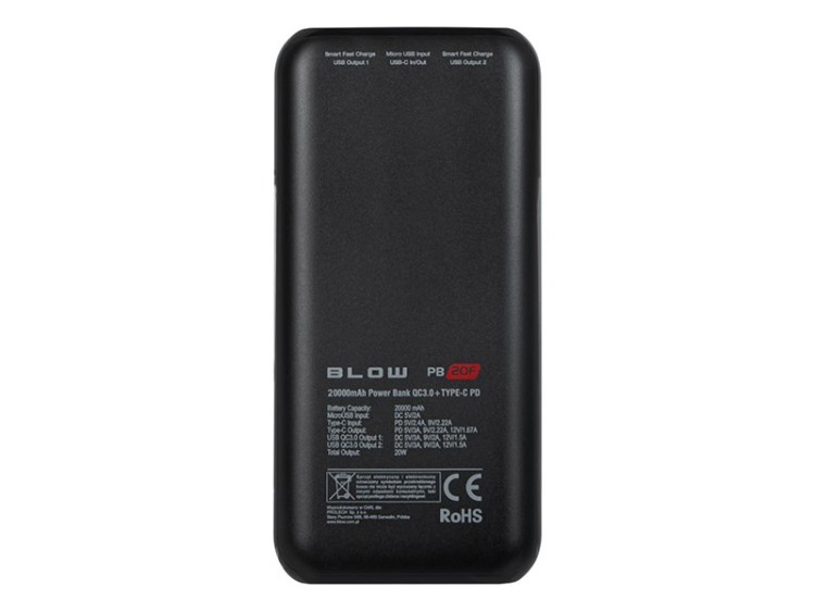 BLOW POWER BANK 20000MAH PD 20W CZARNY PB20F