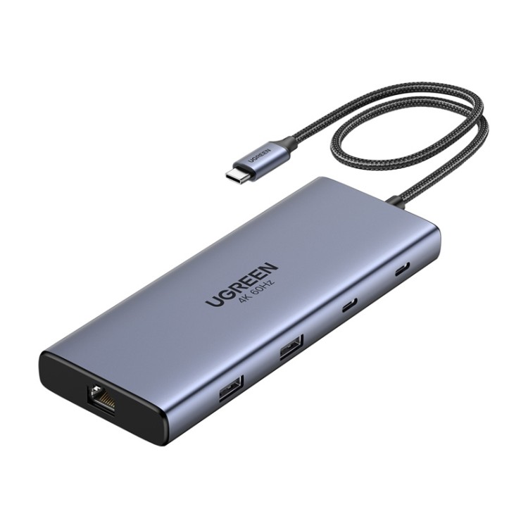Adapter / Hub USB-C 10w1 Ugreen CM639, 2x HDMI, 2x USB, RJ45, SD/TF, PD 100W