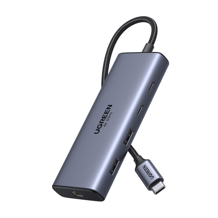 Adapter / Hub USB-C 10w1 Ugreen CM639, 2x HDMI, 2x USB, RJ45, SD/TF, PD 100W