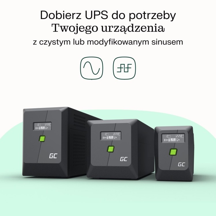 GREEN CELL UPS POWERPROOF 480W/850VA MODYFIKOWANA SINUSOIDA