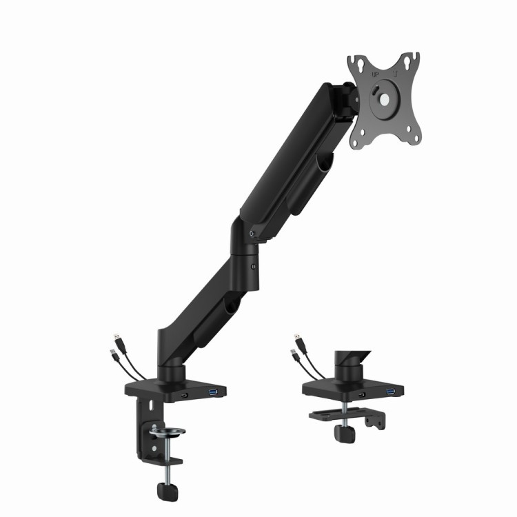 GEMBIRD BIURKOWE REGULOWANE RAMIĘ/UCHWYT NA MONITOR Z PORTAMI USB (REGULOWANE), OD 17" DO 32", OBCIĄŻENIE DO 9KG