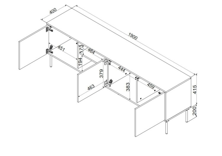 Szafka RTV INSERTO 3D1W 190x40x61,5 kaszmir + LED